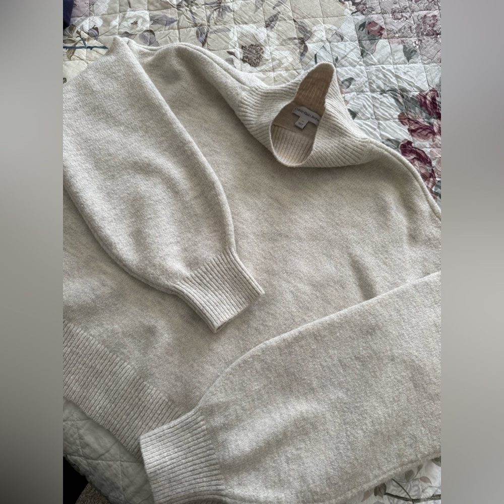 Calvin Klein Jeans Beige Cowl Neck Sweater